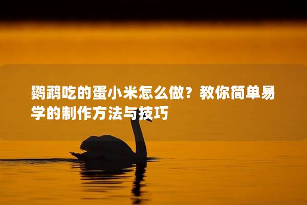 鹦鹉吃的蛋小米怎么做？教你简单易学的制作方法与技巧